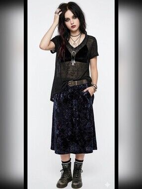 Rock & Republic Sheer Burnout Tee T Shirt XS Gothic Whimsigoth Beach Grunge #585